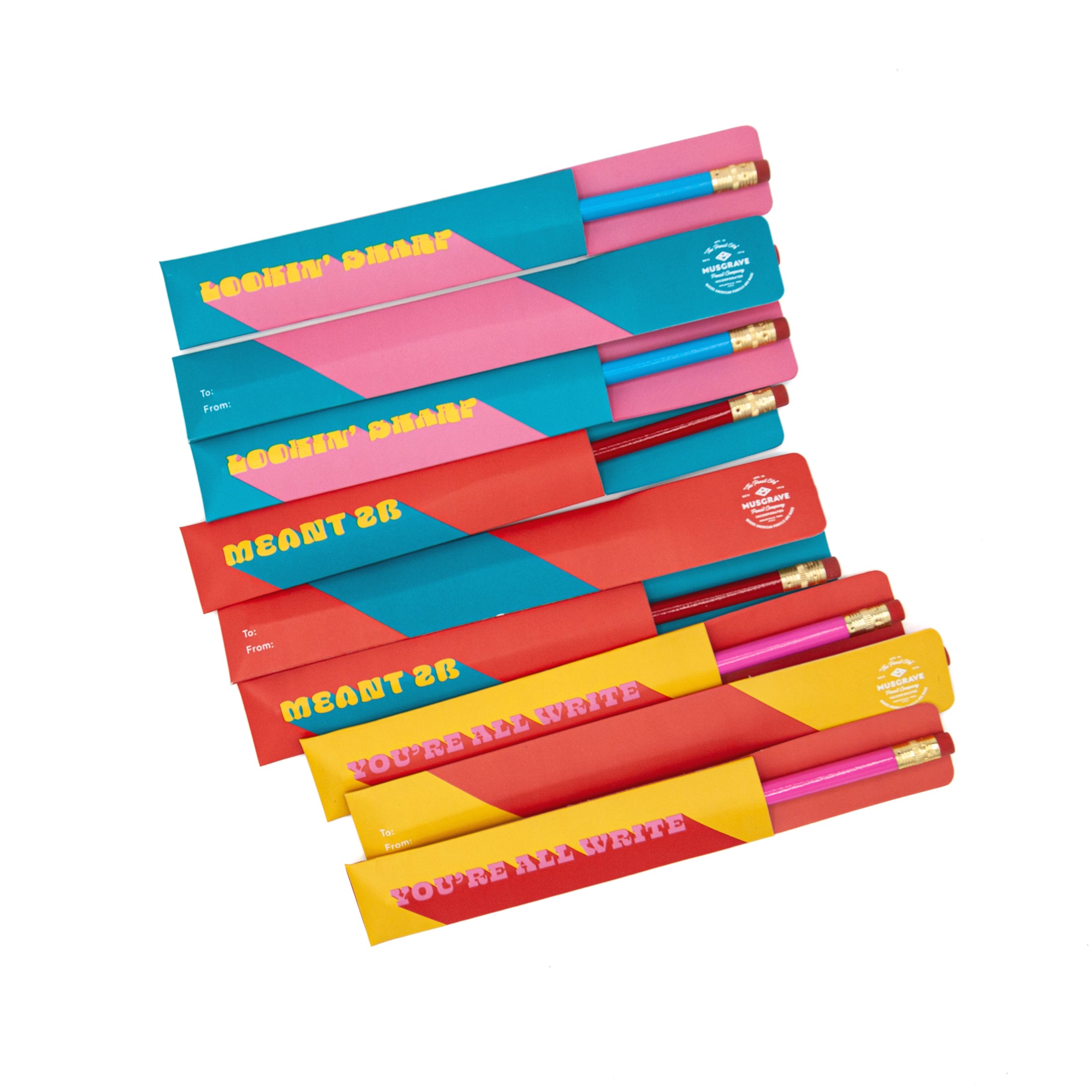 Retro Valentine Sleeves with Pencils - Set of 12 Valentines
