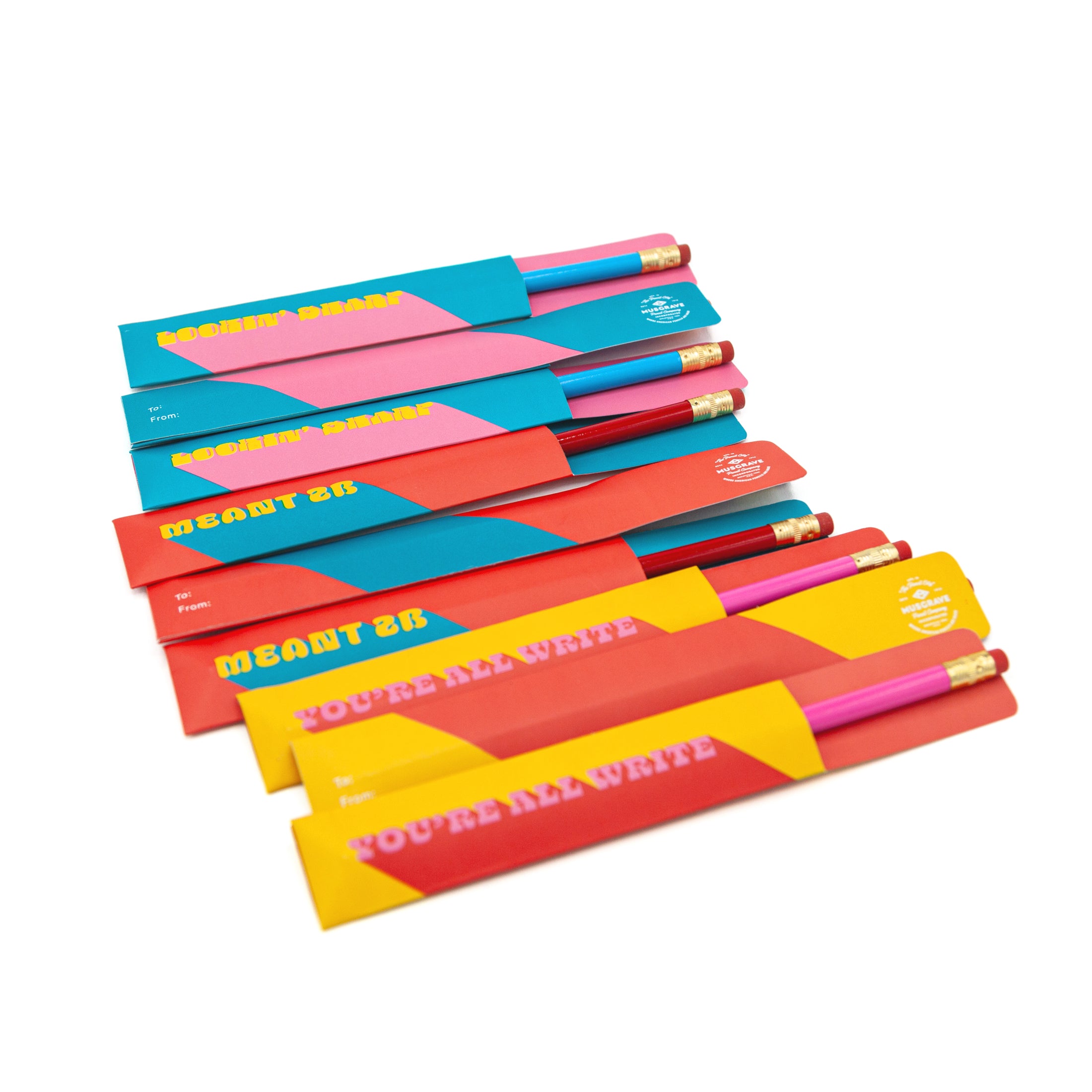 Retro Valentine Sleeves with Pencils - Set of 12 Valentines