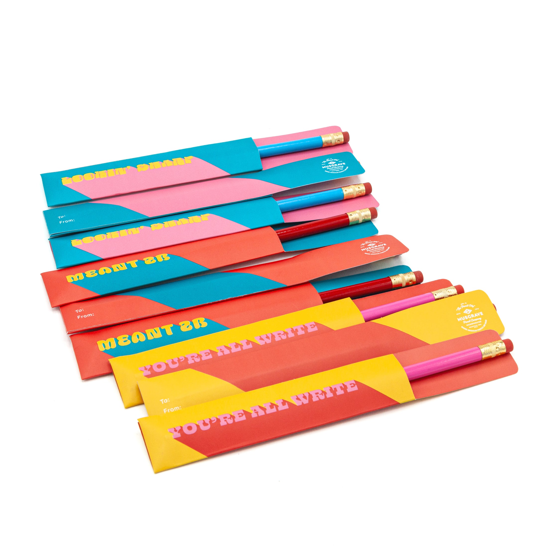 Retro Valentine Sleeves with Pencils - Set of 12 Valentines